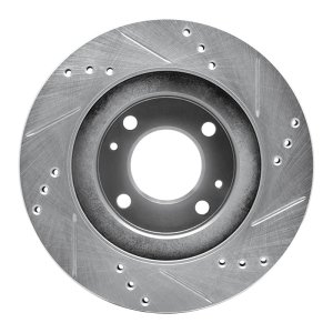 Mitsubishi I-MIEV Brake Rotor (1) - Front Left - R1 Concepts - Drilled & Slotted - Silver - `12-`17